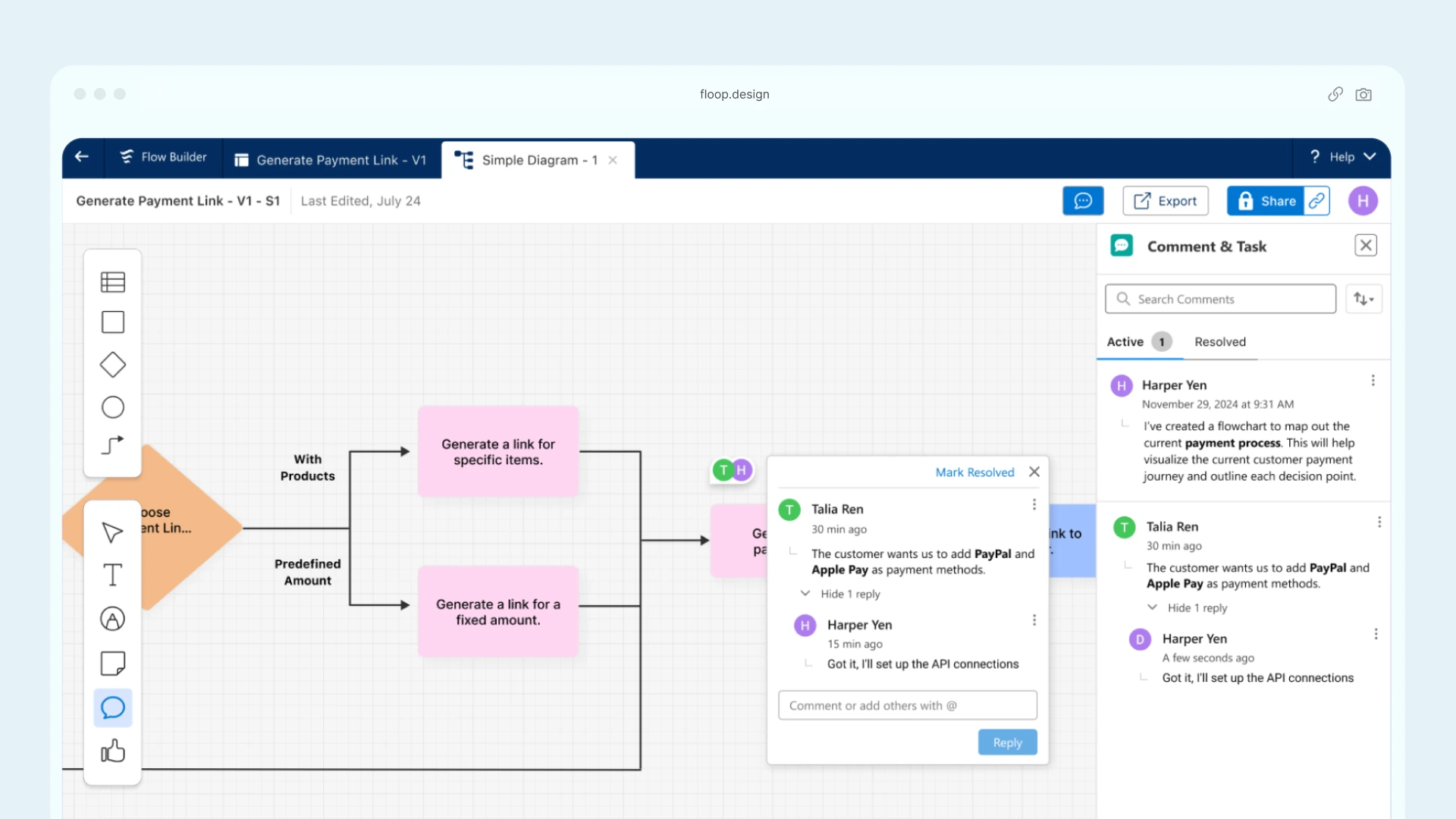 Flowchart comments
